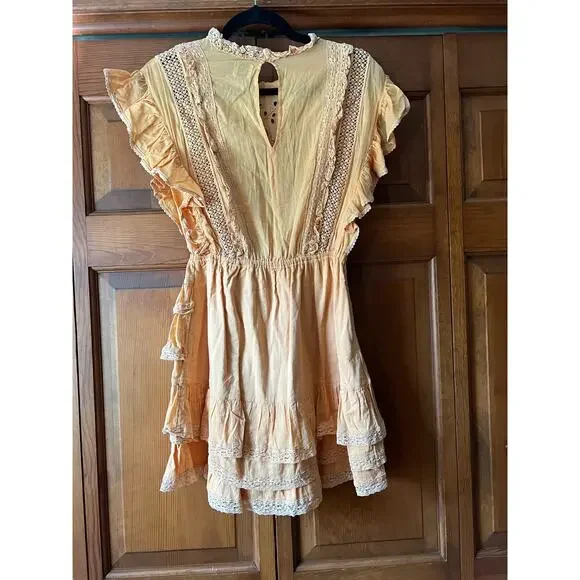 Aritzia's Sunday Best Womens Cottagecore Orange Harriet Ruffle Mini Dress Size 2 - Picture 8 of 9